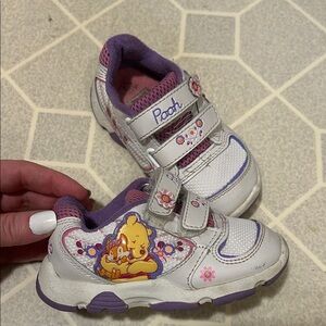 Pooh Kids White and Purple Sneakers